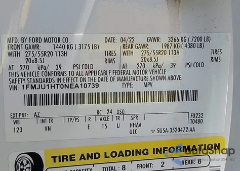 2022 Ford Expedition Xlt from USA, damaged, VIN 1FMJU1HT0NEA10739